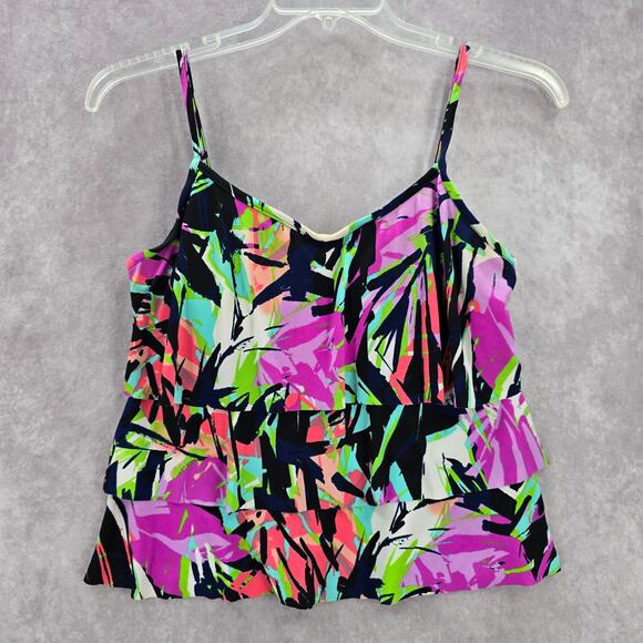 Caribbean Joe Purple Padded Swimwear Tankini Tank Top Medium M 10 - Picture 1 of 7